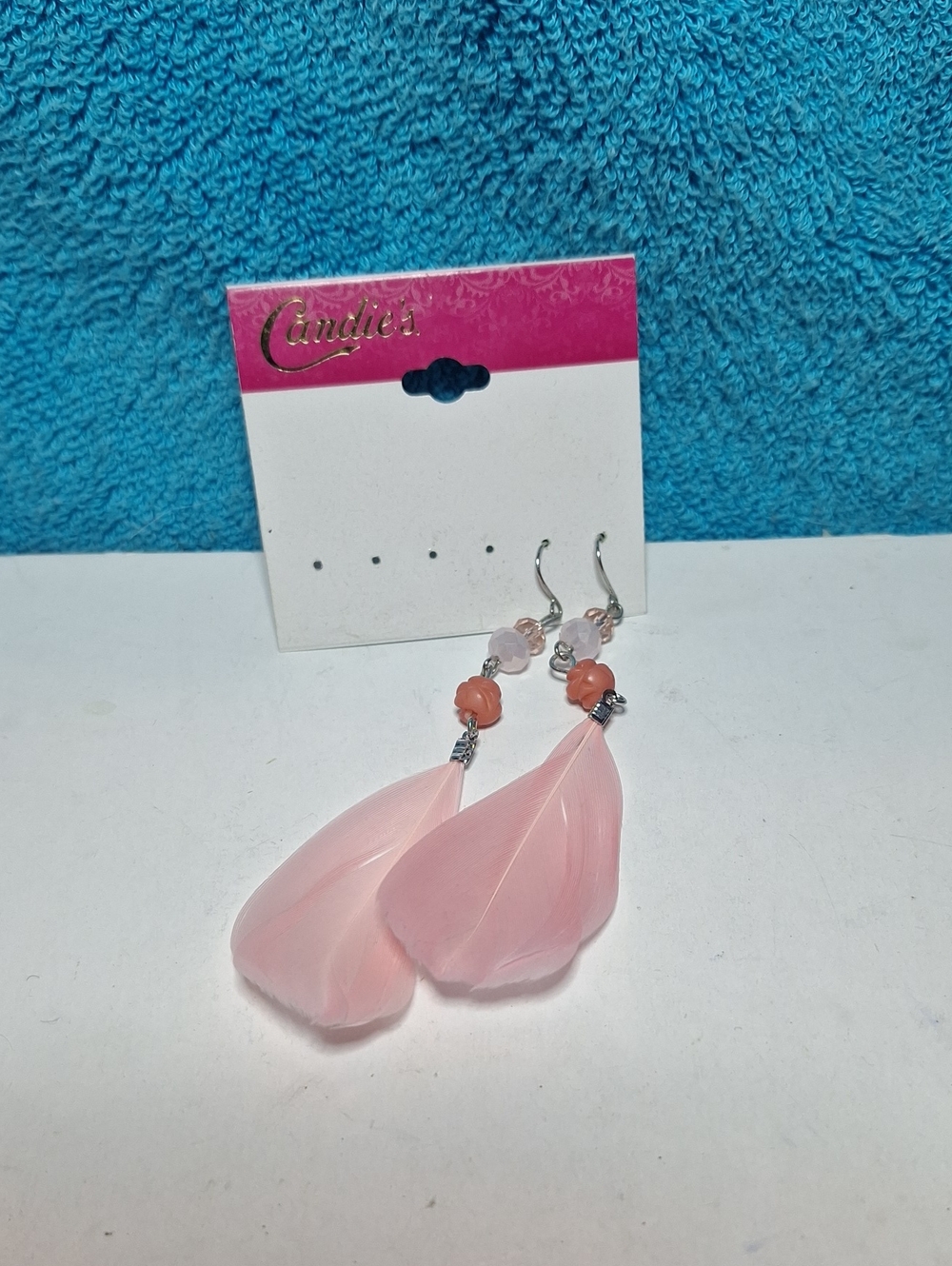 Delicate Pink Feather Drop Earrings – Feminine Boho Style